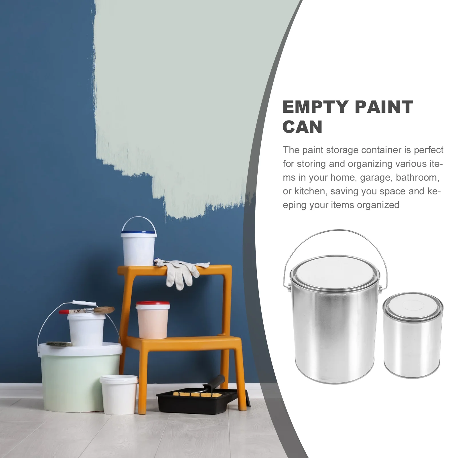 2 Pcs Paint Transport Can Cans Empty Pitch Storage Container with Cover Mixing Painting Accessory