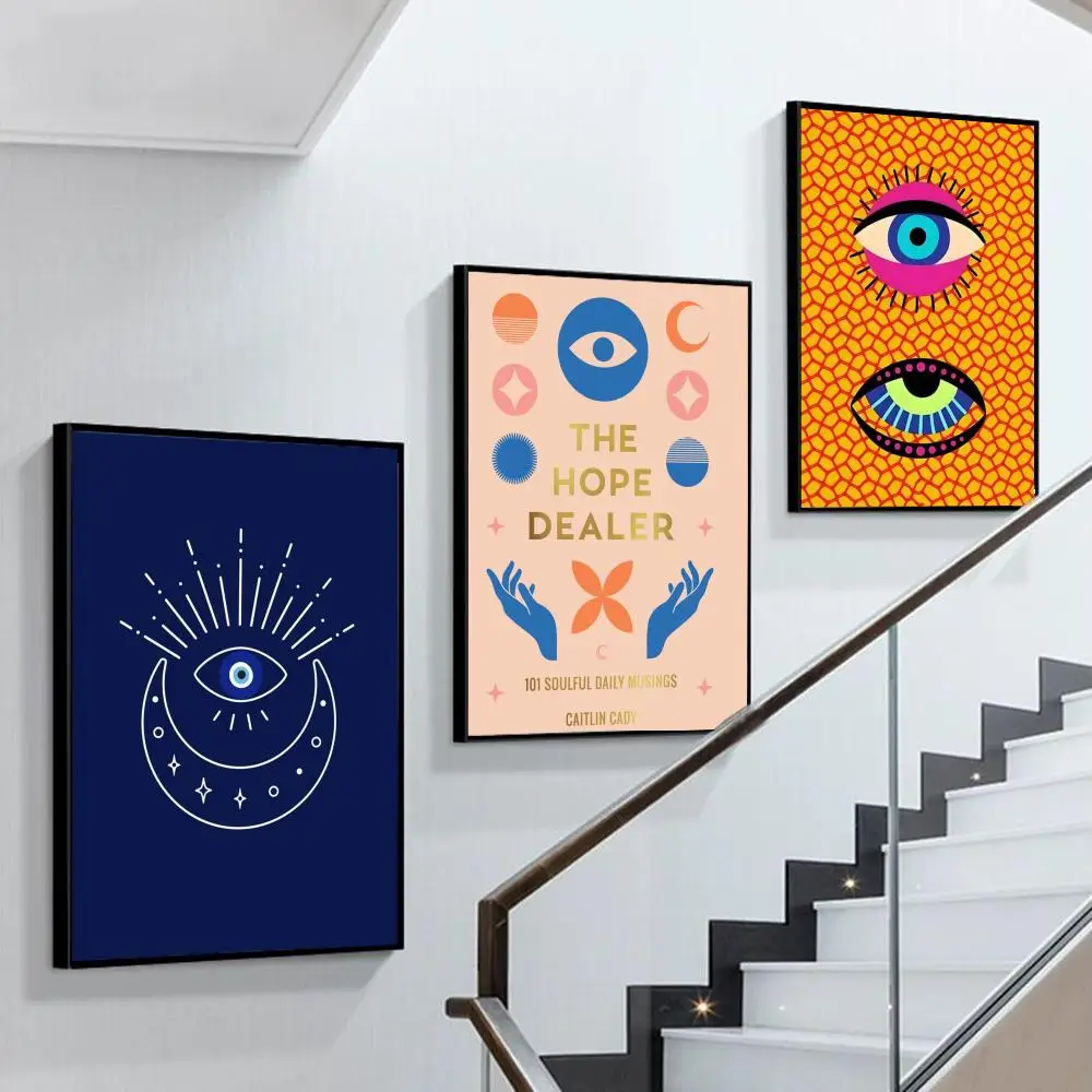 

Abstract Eyes art Poster Self-adhesive Art Poster Retro Kraft Paper Sticker DIY Room Bar Cafe Vintage Decorative Painting