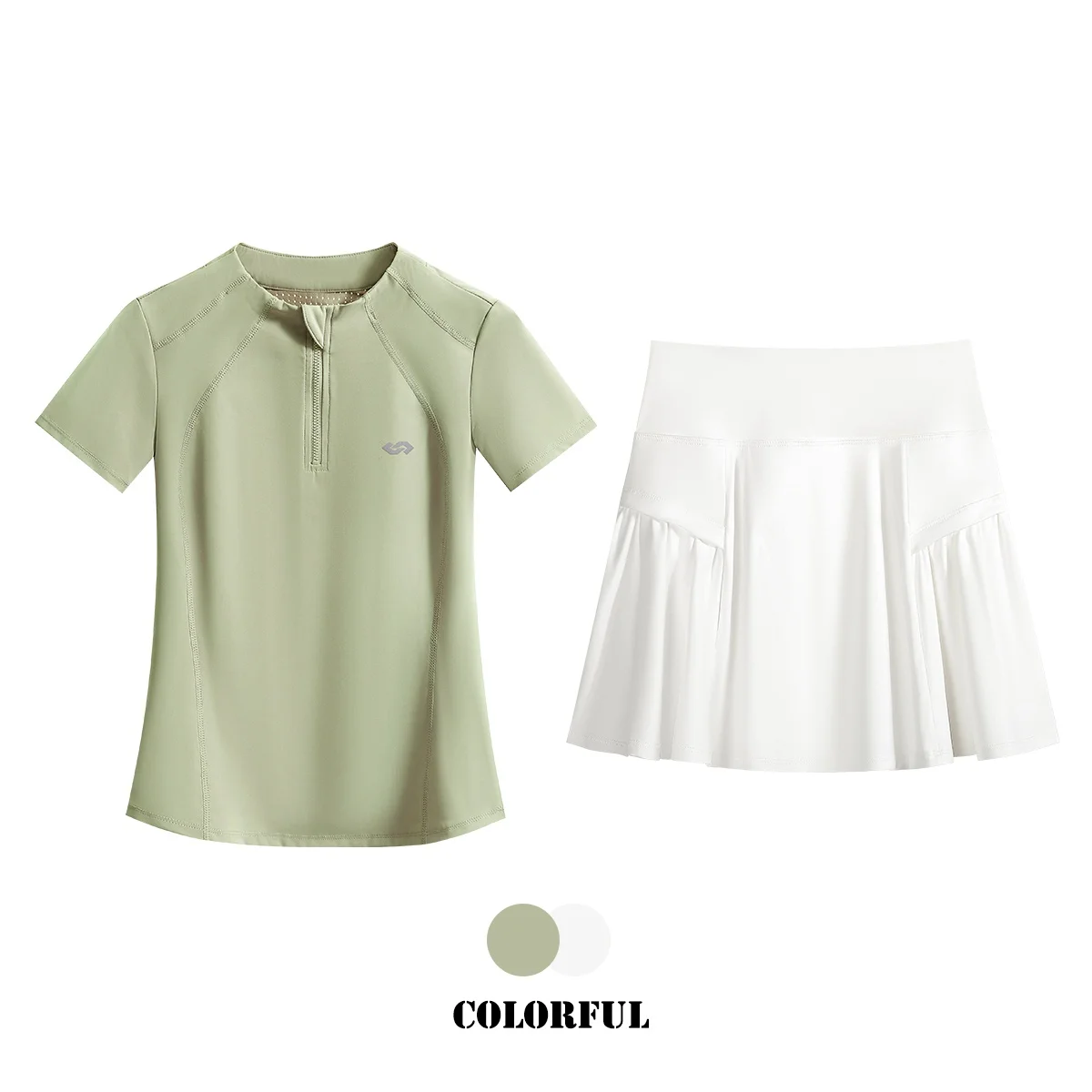 ตัวเลือกสินค้า ชุดกีฬาผู้หญิง 2 ชิ้น กระโปรงเทนนิส Skort ฤดูร้อน 2025