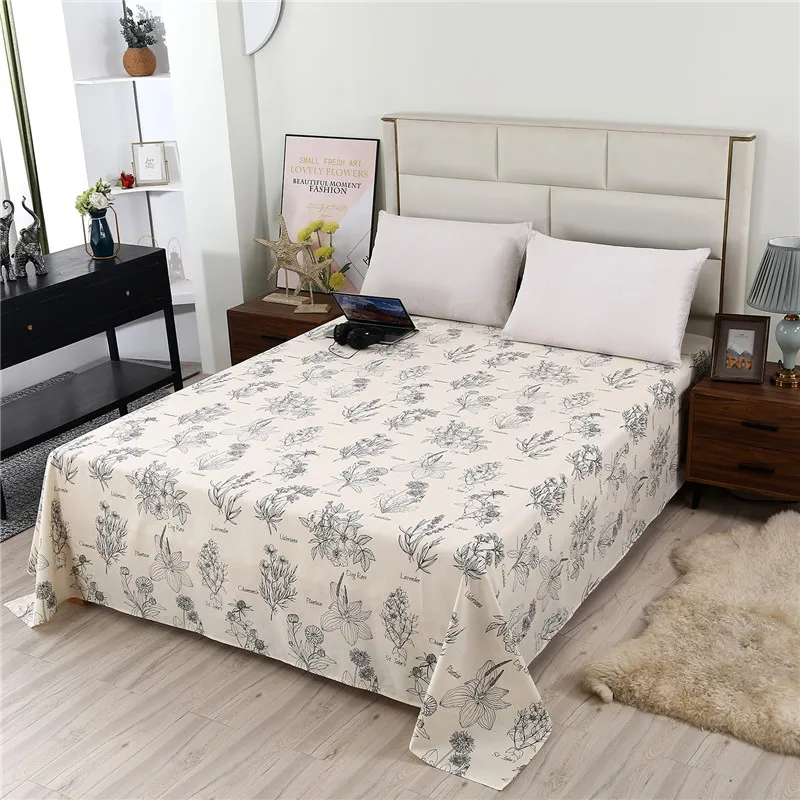 1Pc Thick Cotton Flat Sheet Printing High Quality Bed Sheet Various Sizes Can Be Customized 2