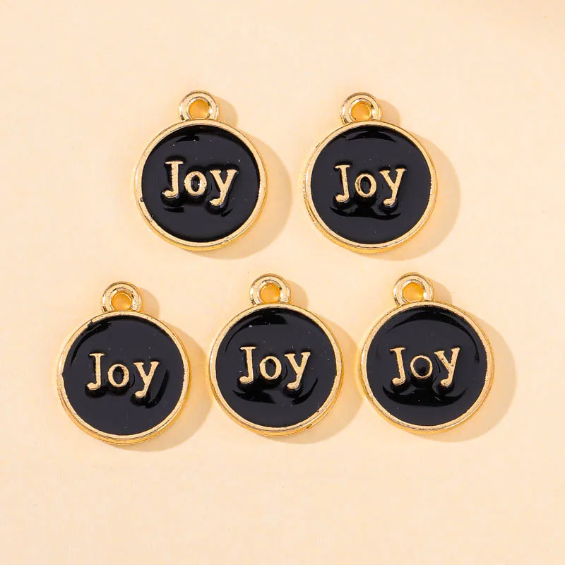 20 Teile/los 12x14mm 9 farbe Freude Brief Doppel Gesicht Emaille Legierung Charme Anhänger DIY Tropfen Ohrring Für frauen Schmuck Machen Zubehör – Detail 6