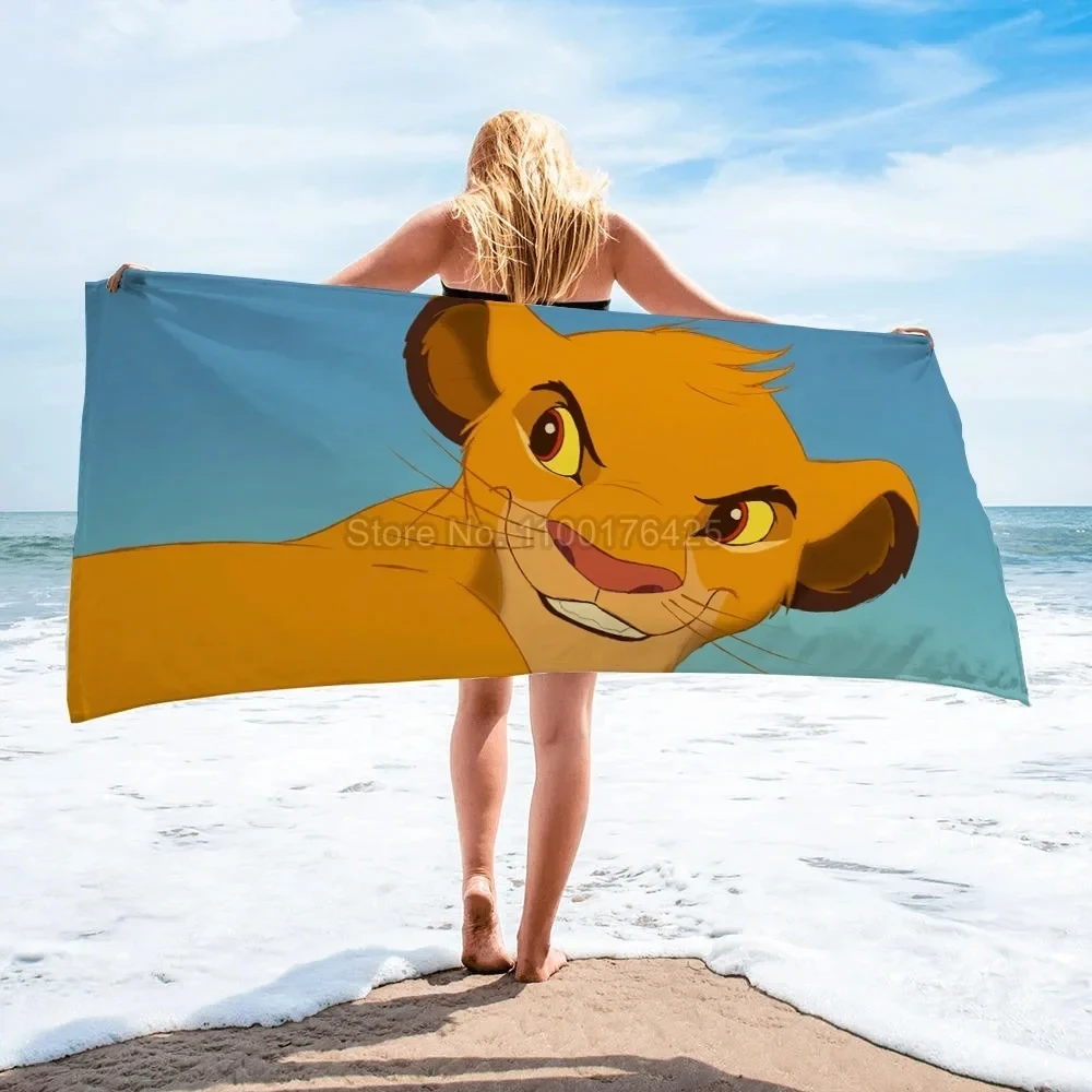 Dier De Leeuw Koning Simba Badhanddoek Kinderen Kinderen Jongens Cartoon Strandlaken Buitensporten Camping Draagbaar Washandje Cadeau