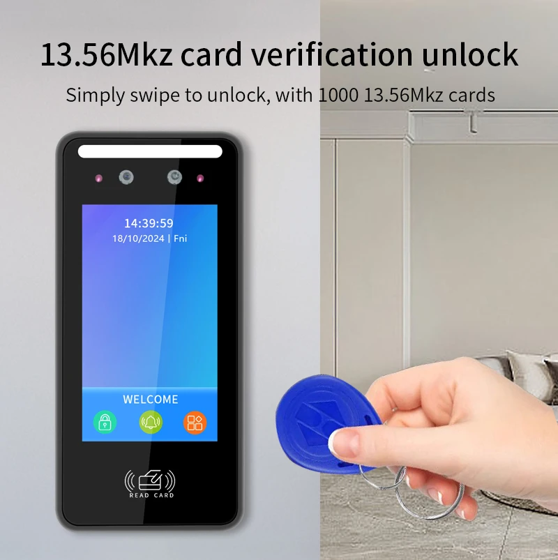 Wall Mount Dynamic facial recognition attendance andaccess control machine 1000