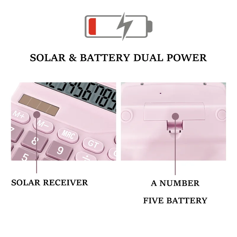 Electronic Calculator 12 Digits Electronic Calculator Solar Calculator Dual Power Supply Home Office School Financial Accounting