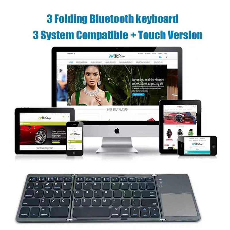 Wireless Mini Folding Bluetooth-compatible Keyboard For iPad Android Windows iOS Phone Tablet Wireless Keyboard With Touchpad