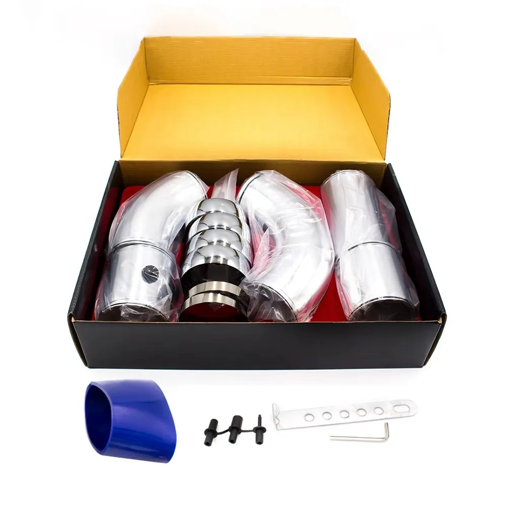 Kit Di Aspirazione Aria Fredda Universale 7,6 Cm In Alluminio Con Filtro - Aumenta Potenza Auto (Nero) - 3