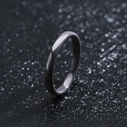 3mm Thin Stackable Ceramic Minimalist Wedding Band - Hypoallergenic Women’s Promise Ring in Black, White, Pink, and Green - 8 (GRAY)