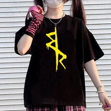 Cyberpunk Edgerunners oczy tshirt mężczyźni lato śmieszne japoński top man streetwear odzież tanie tanio CASUAL SHORT summer W STYLU PUNKOWYM CN (pochodzenie) Guangdong POLIESTER Modalne Z okrągłym kołnierzykiem Punk Style