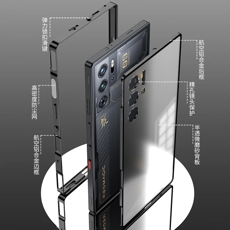 Aluminium Alloy Metal Frame Bumper with Matte Acrylic Back and Camera Lens Protector
