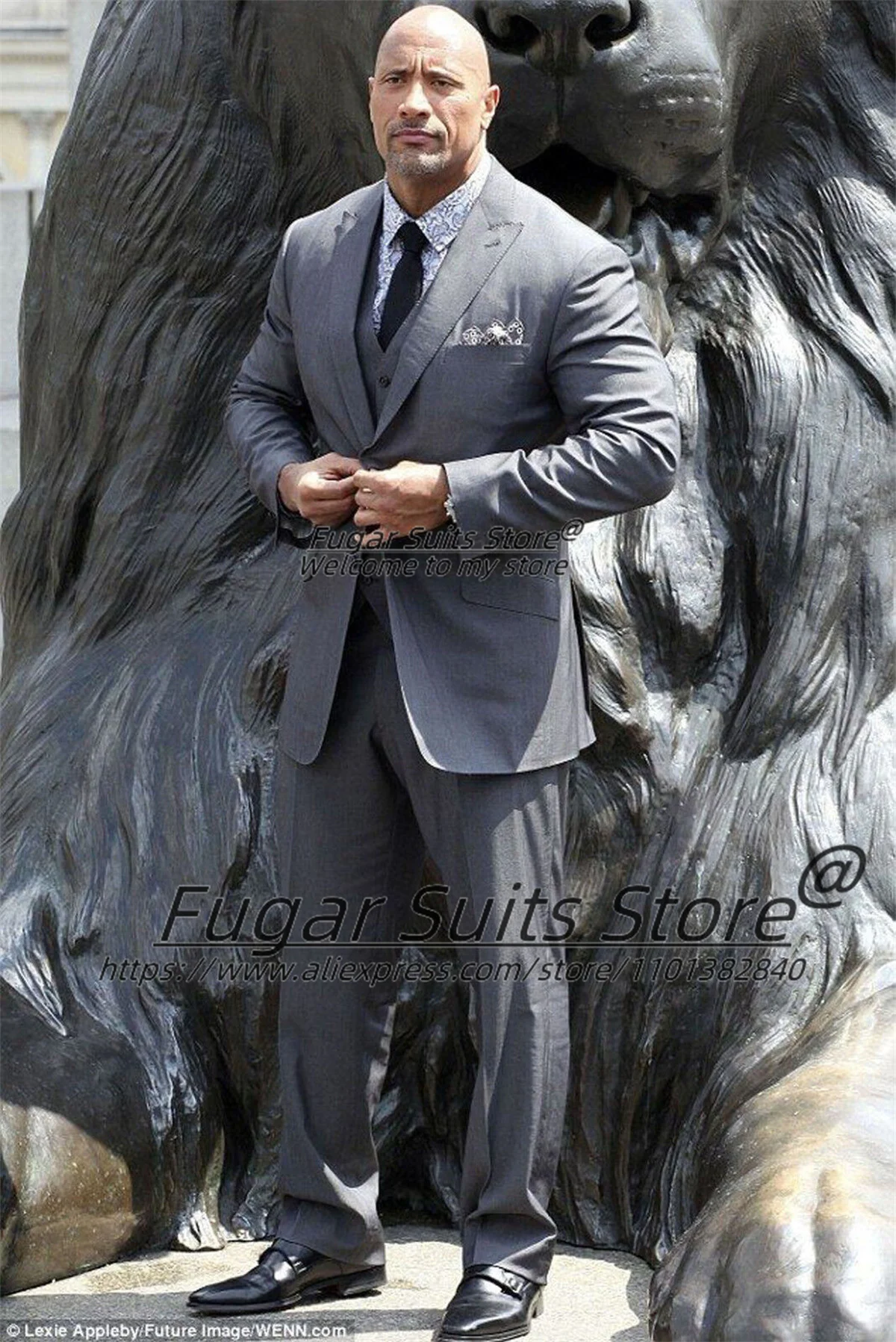 Gray Large Size Classic Men Suits Custom Business Peak Lapel Groom Tuxedos Prom3 Pieces Sets Formal Male Blazer Trajes De Hombre