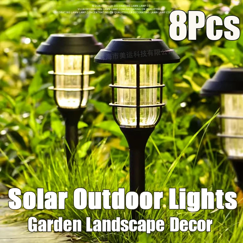 8Pcs Outdoors Solar Lawn Lights LED Courtyard Lamps Household Waterproof Gardens Villa Landscape Decoration Mini Street Lighting