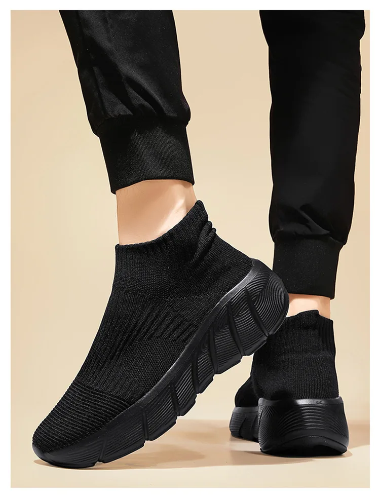 Fashion Orange Women's sports shoes High Top Breathable Knit Men's Running Shoes Platform Sock Shoes For Men Zapatillas De Mujer