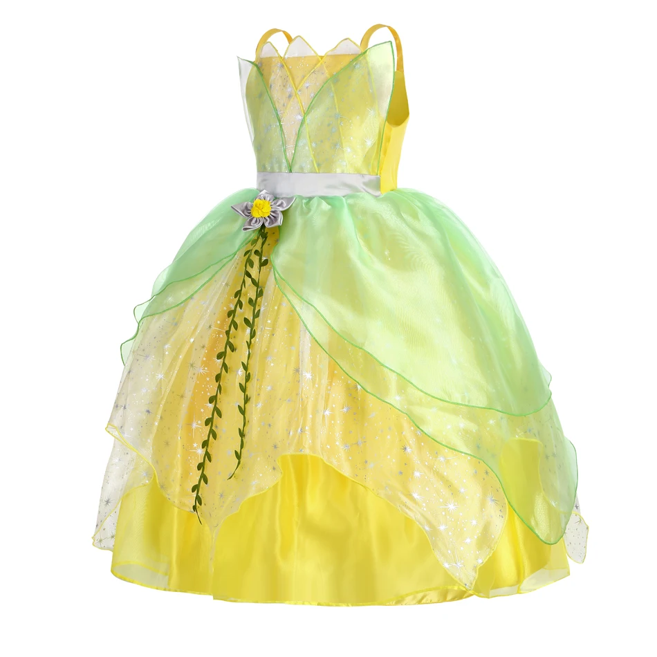 Tiana Girls Cosplay Princess Dress New Year Carnival Birthday - Main Image