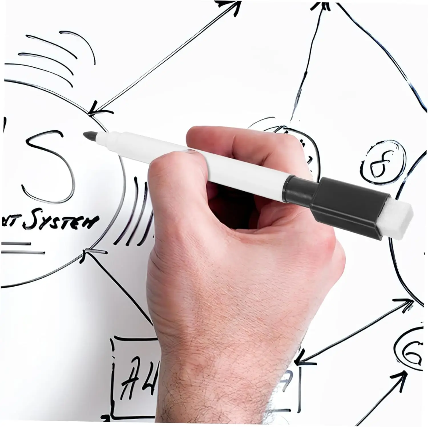 Magnetic Black Dry Erase Markers with Eraser Cap for Home, Office, and School Use