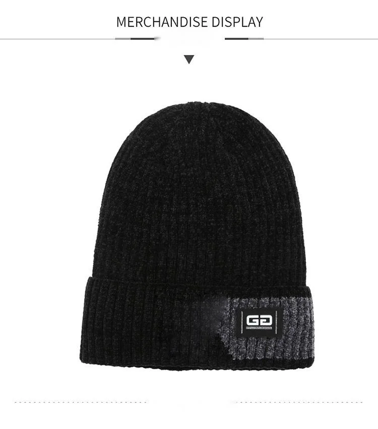 New Hat for Autumn and Winter, New Thickened and Plush Men's Knitted Hat, Korean Version, Warm and Youthful Trend, Fashionable Chenille Sweater Hat_voghion.com