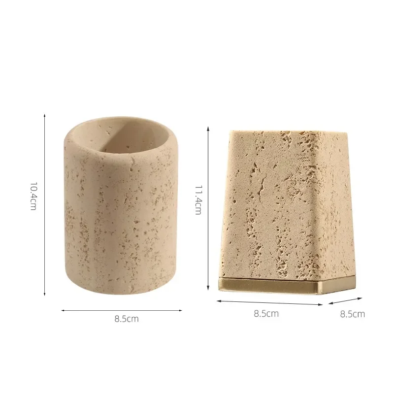 1pc Natural Yellow Cave Stone Storage Box, Creative Desktop Pen Holder Ornaments, Home Decoration, Makeup Brush Storage Jar 6
