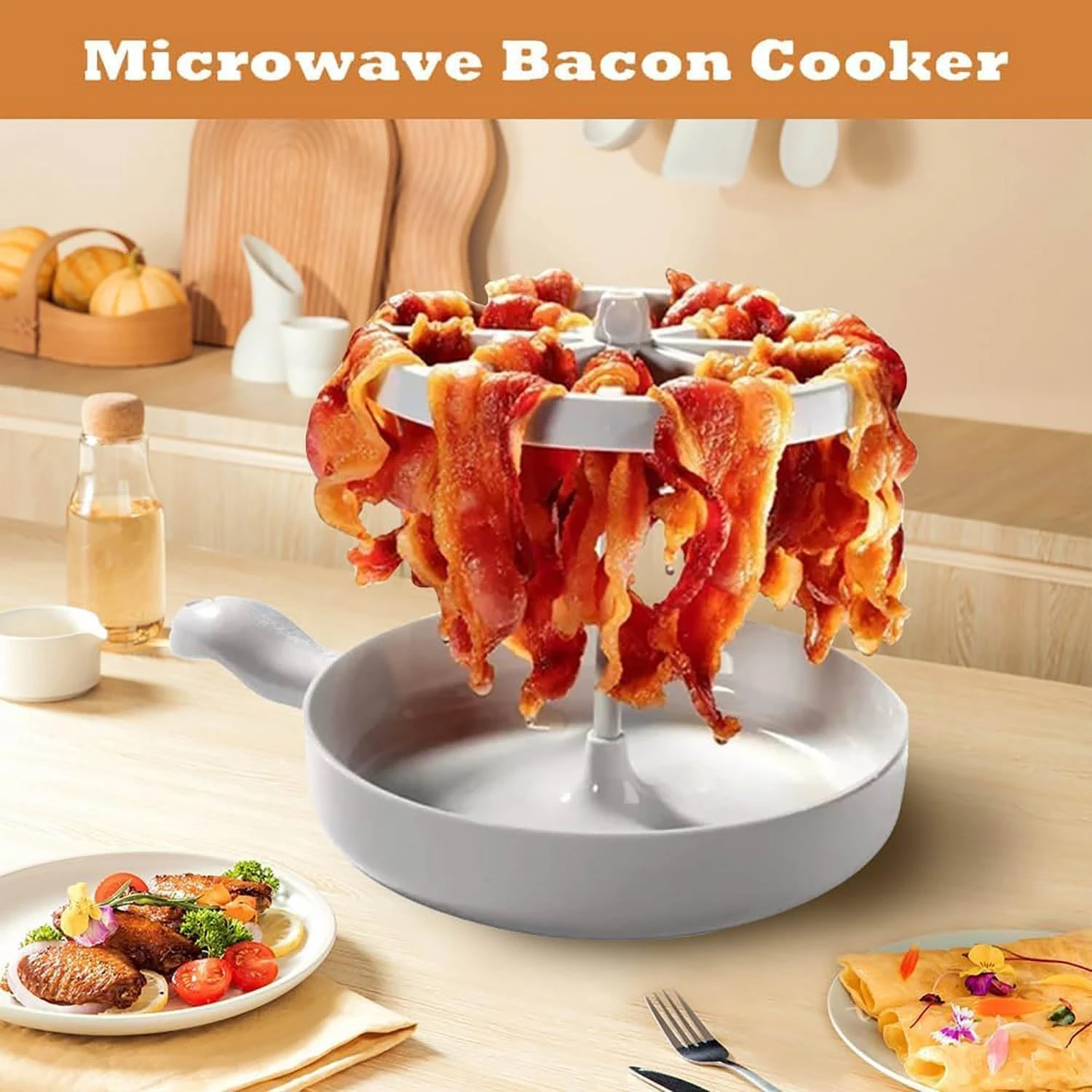 Bacon Rack Bacon Maker Barbecue Cooker for Microwave Oven Cooker BBQ Grill Plastic Barbecue Rack Tray for Less Calories Grease