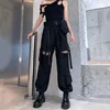 Korean Detachable Y2k Pants Casual Loose Solid High Waist Patchwork Hollow Out Pantalones 2022 Draw String Punk Wide Leg Pant 4