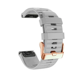 Rose Gold Buckle 20mm Silicone Smartwatch Strap - Quick Release Bracelet Wristband - Quickfit 20mm (GRAY)