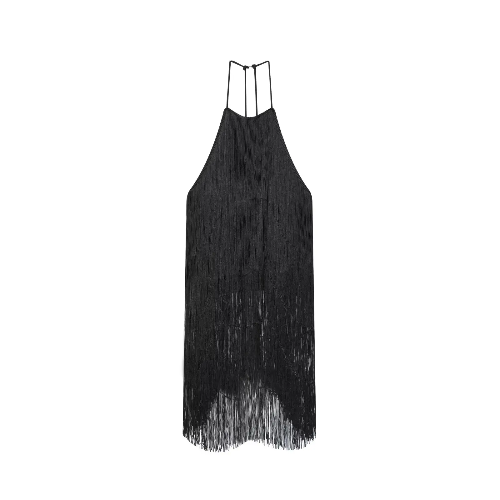 Black Velvet Tassel Halter Tops For Women Office Commute Elegant Chic Tank Top Personality Backless Sexy Party Top