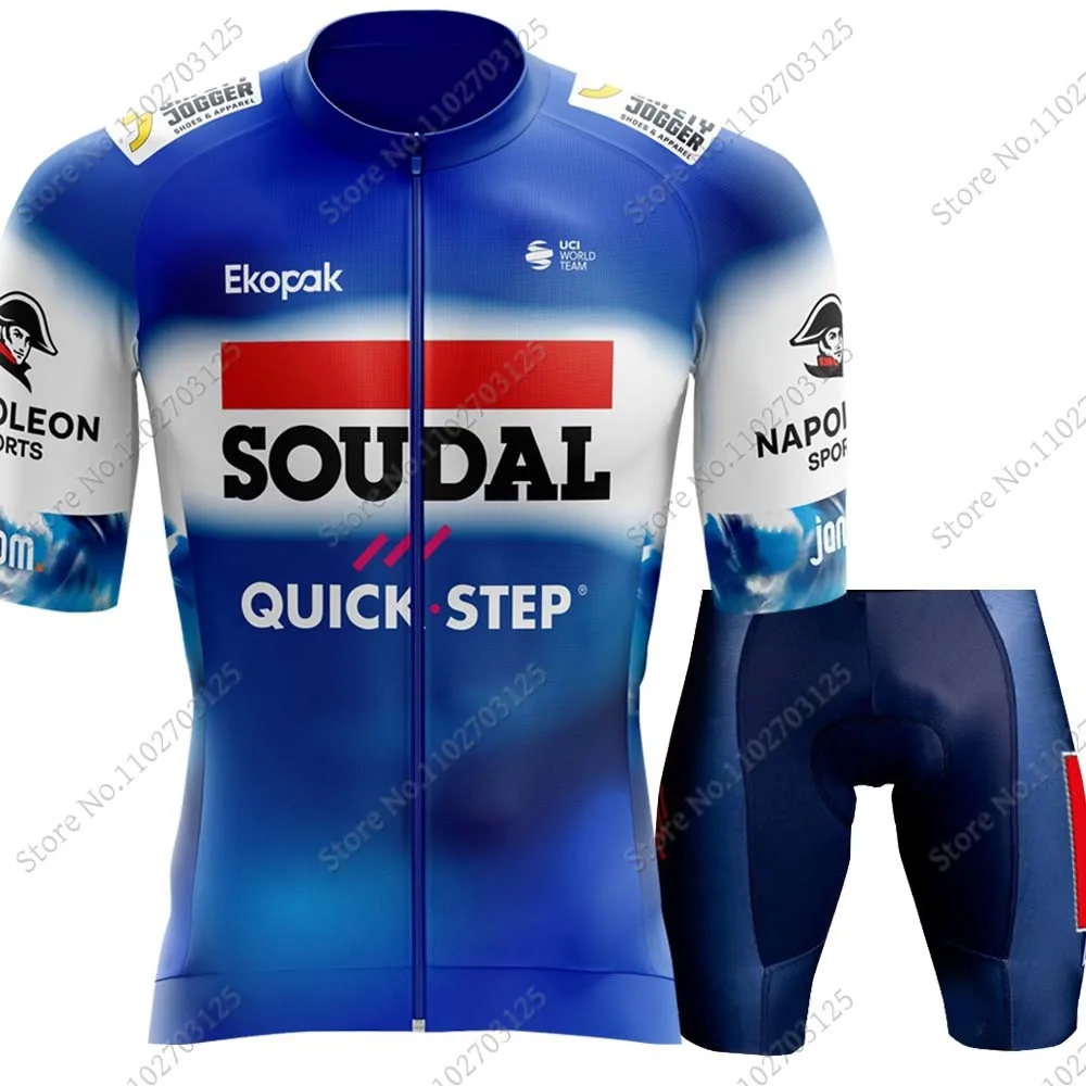 Belgium Soudal Quick Step 2024 Cycling Jersey Set Short Cycling Clothing Road Bike Shirts Suit Bicycle Bib Shorts MTB Wear Ropa