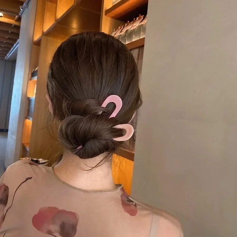 Fashion Candy Color Hair Sticks For Women Shell Hair Clip Pins 1pcs Minimalist U Shape Girls Hairpins Hair Bun Maker Headwear