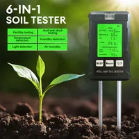 Soil Fertility PH Meter Tester Soil PH Moisture Meter Temperature Sunlight Intensity Measurement Analysis Soil Acidity Test 6in1 1
