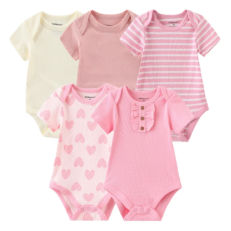 5 piece Soft Cotton Cartoon Short Sleeve Onesies 23