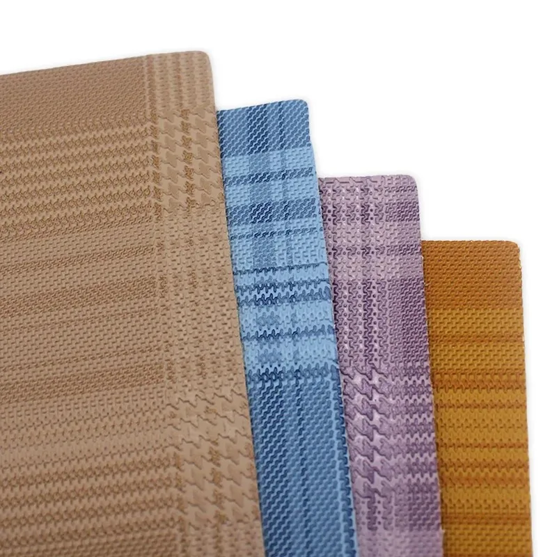 PVC Leather Stripe Plaid Artificial Leather Bag Wear Resistant Shoe Retro Square Pattern Special