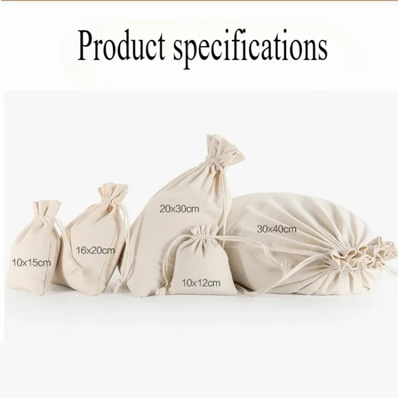1pcs Cotton Fabric Drawstring Storage Bag Food Underwear Socks Jewelry Organizer Kitchen Environmental Flour Rice Bag  5 Sizes 6