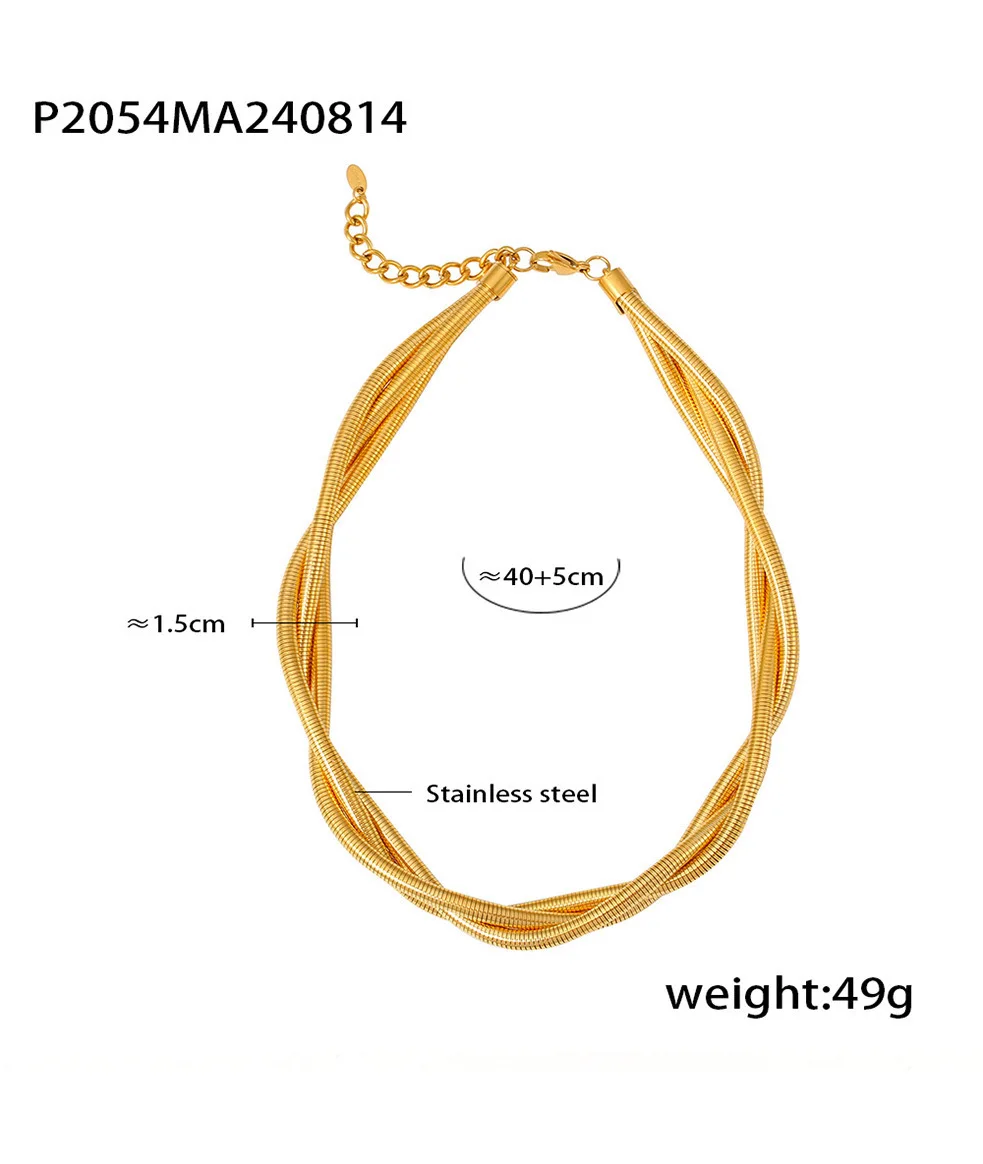 Trendige Halskette für Damen, Schlangenkette, vergoldet, 3 Saiten, Designer-Edelstahl, Luxus-Charm, Party-Schmuck, Geschenk im Großhandel – Detail 2