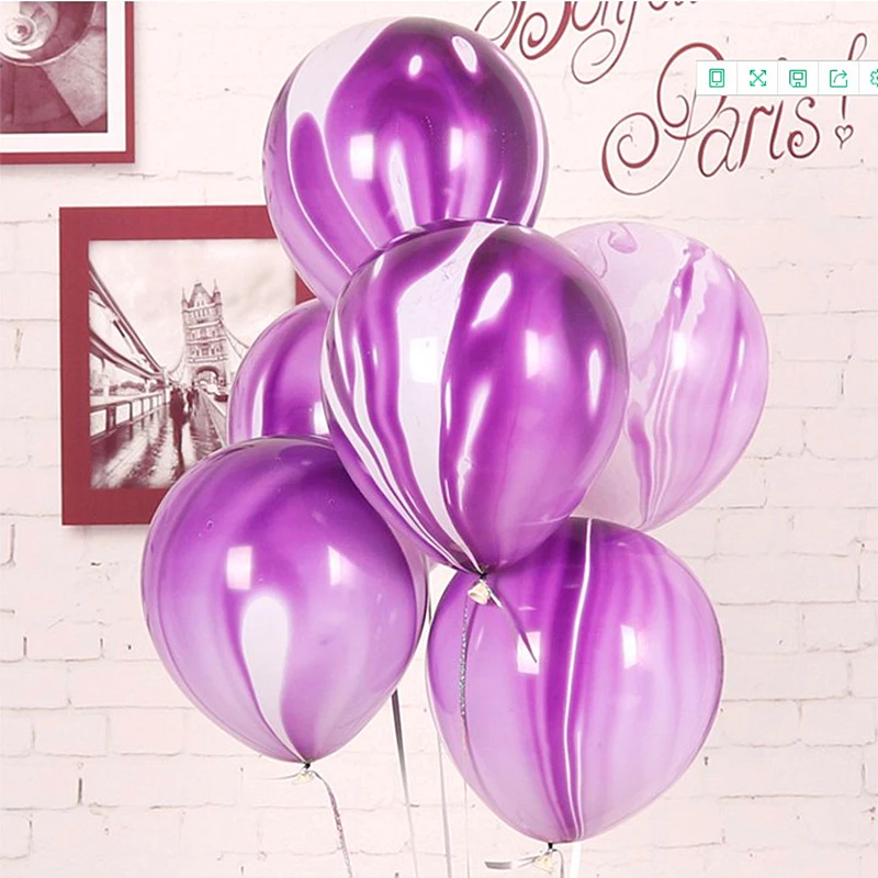 Colorful Agate Marble Latex Balloons - 12 Inch Party Decorations for Weddings, Birthdays, and Baby Showers
