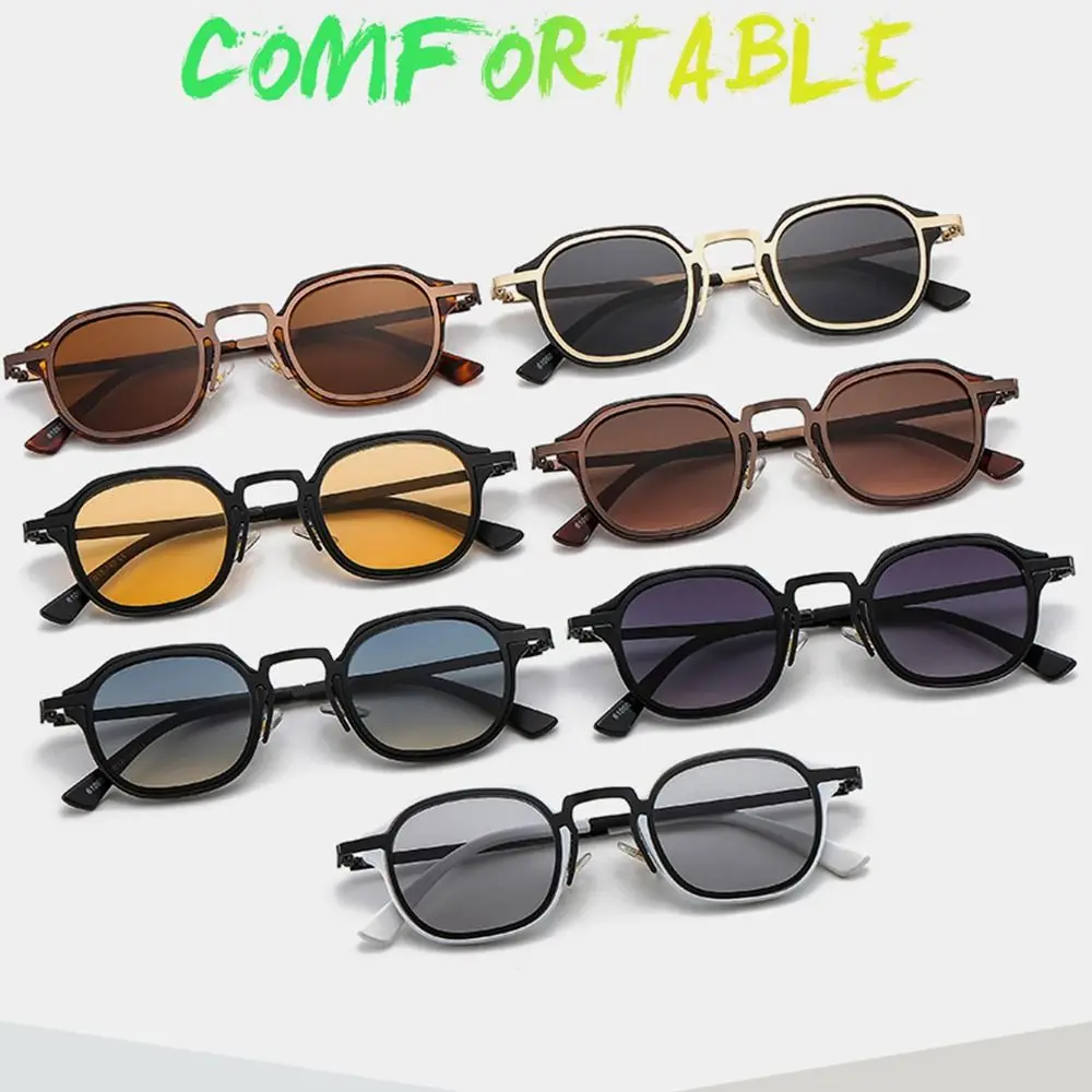 Trendige kleine quadratische Sonnenbrille mit Metallrahmen, UV400-Schutz, Y2K-Punk-Sonnenbrille, Fahrsonnenbrille für Damen und Herren – Detail 9