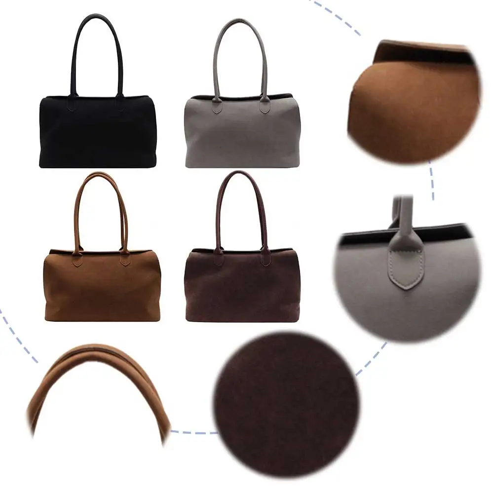 Suede Shoulder Bag - Trendy Tote for Work  Travel Unisex Design with Inner Pocket