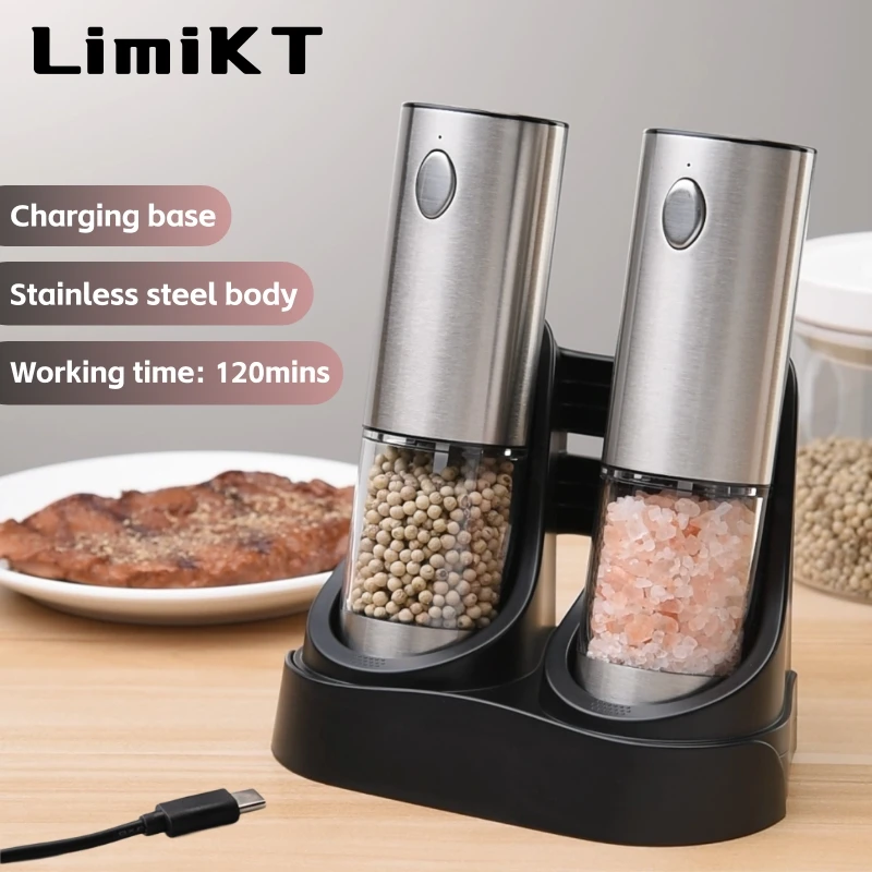 Electric Pepper Grinder Sea Salt Grinder Cereal Seasoning Stainless Steel TypeC Charging Model Base electric grinder salt and pepper grinder nut spice grinder pepper grinder herb spice grinder