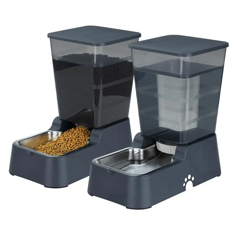 Stainless steel pet waterer and gravity feeder