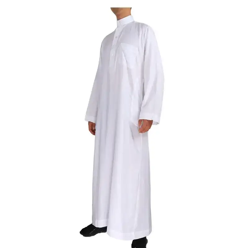Men Casual Loose Kaftan Muslim Thobe Jubba Dishdasha Thawb Islamic Dress Abaya Arab Plain Color Robe - Image 7