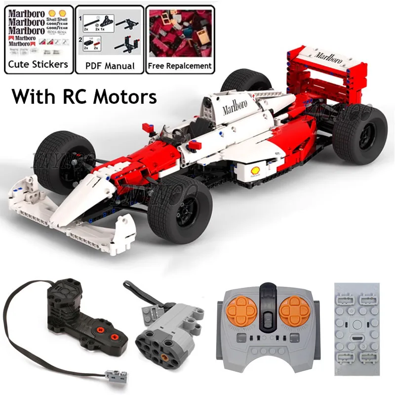Customed Moc Ayrton Senna Formula 1 Mclaren F1 Technical Bricks Cars Model 1/8 Scale Building Blocks Kit Giocattoli Bambini Adulti Regali