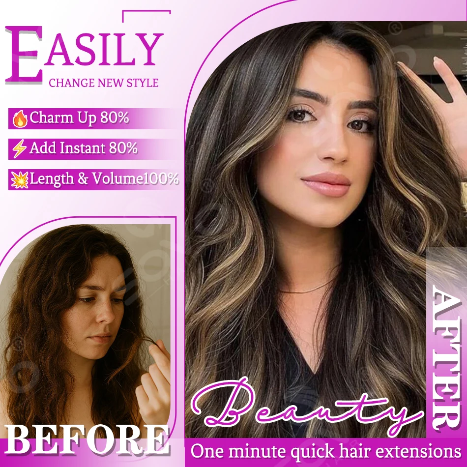 15A Clip in Hair Extensions 100% Remy Human Hair Extensions Clip Ins for Women Balayage Dark Brown Mixed Chestnut Brown 5