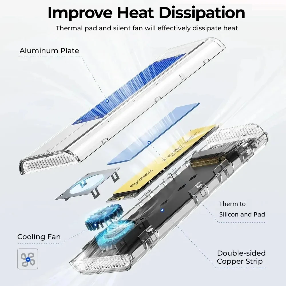 Orico-ssd Case com Ventilador de Refrigeração Gabinete Compatível com Thunderbolt Usb Usb3.2 para Macbook Pro m2 Nvme 20 Gbps 40gbps - Imagem 2