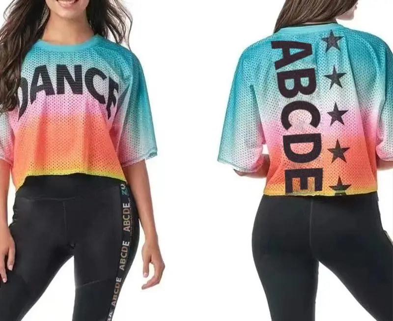 

ABCDE fitness leisure sports dance cotton short sleeve loose T-shirt dt2620