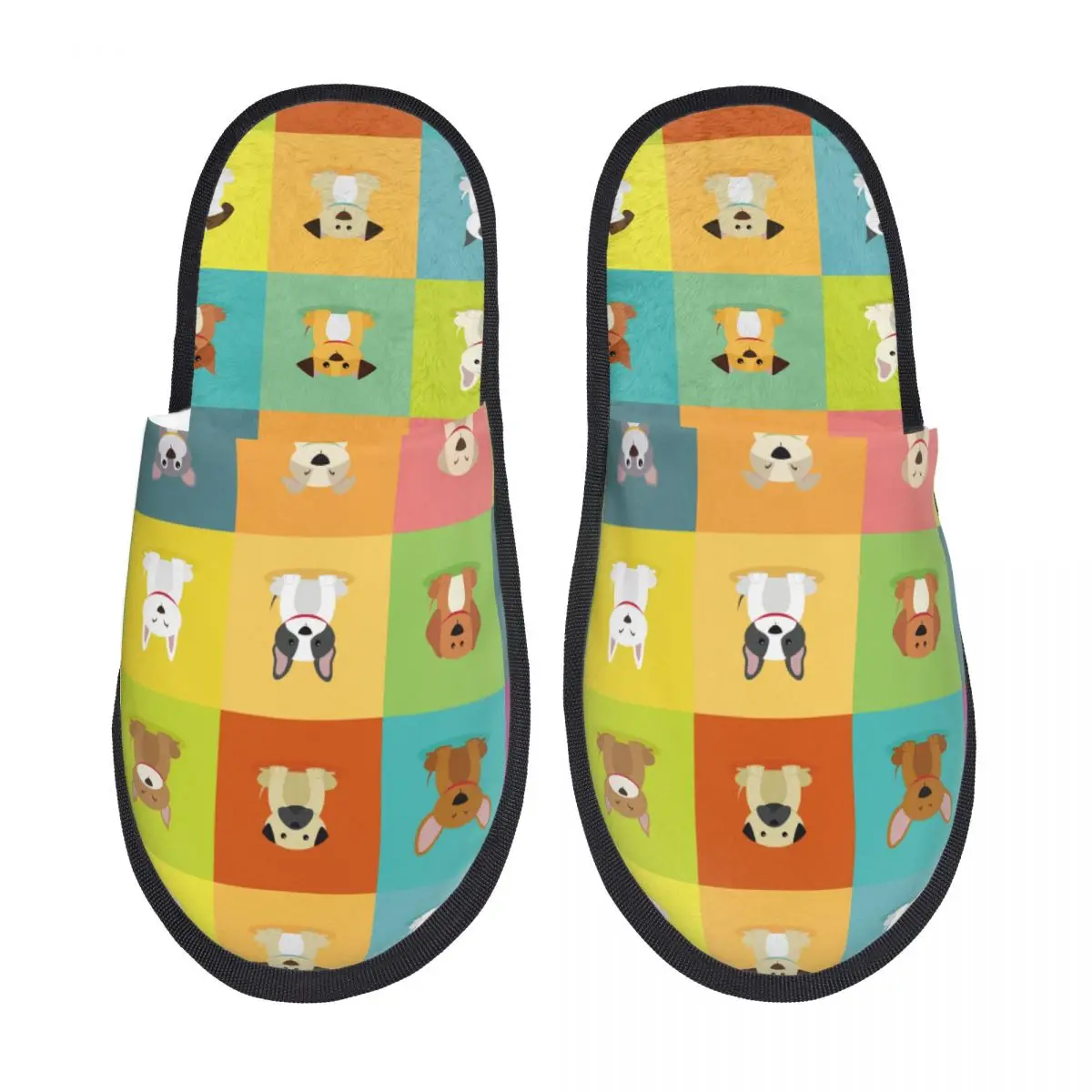 

Пушистые тапочки с абстрактными симпатичными собаками, с открытым носком, плюшевая пена, скользящая обувь