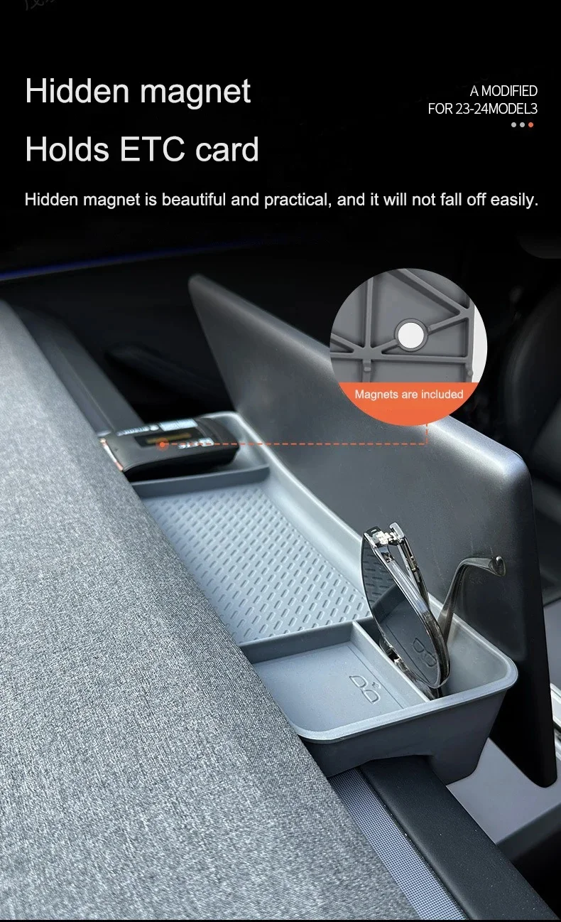 For Tesla Model Y Juniper 2025 Model 3 Highland 2024+ ETC Bracket Tray Silicone