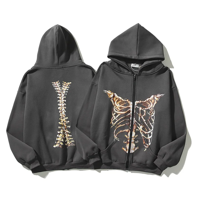 Acquista Felpe con cappuccio con zip vintage Harajuku Grunge da donna con stampa teschio gotico Felpa moda giapponese Streetwear Y2k Abbigliamento in Italia a partire da 8.93