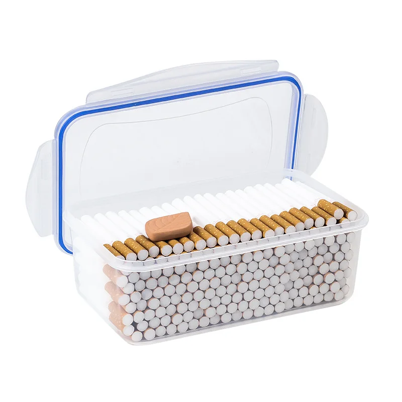 

New Plastic Container Storage Case for 200 Cigarette Filter Tubes Carton Safe Seal Cigarette Case Box With Leaf Humidor Tablet
