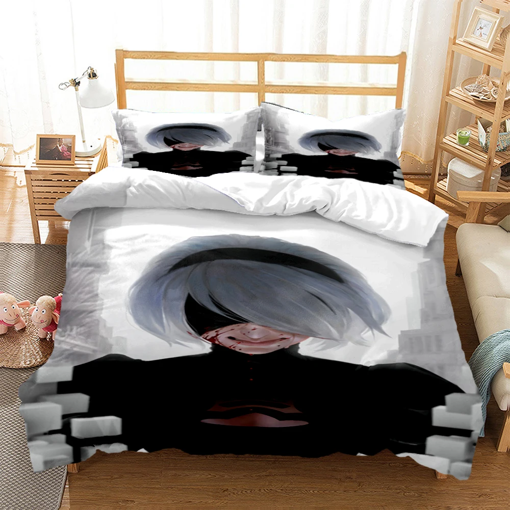 

Comic Nier Art Print Three Piece Bedding Set Fashion Article Children or Adults for Beds Quilt Covers Pillowcases Bedding Set