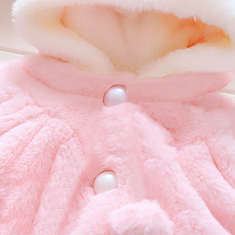 Baby Jacket Baby Coat Children Jacket Autumn Winter Outerwear Baby Girl Clothes Korean Cartoon Cute Fleece Hooded Warm Shawl Newborn Jackets Kids Coats BC1898-1