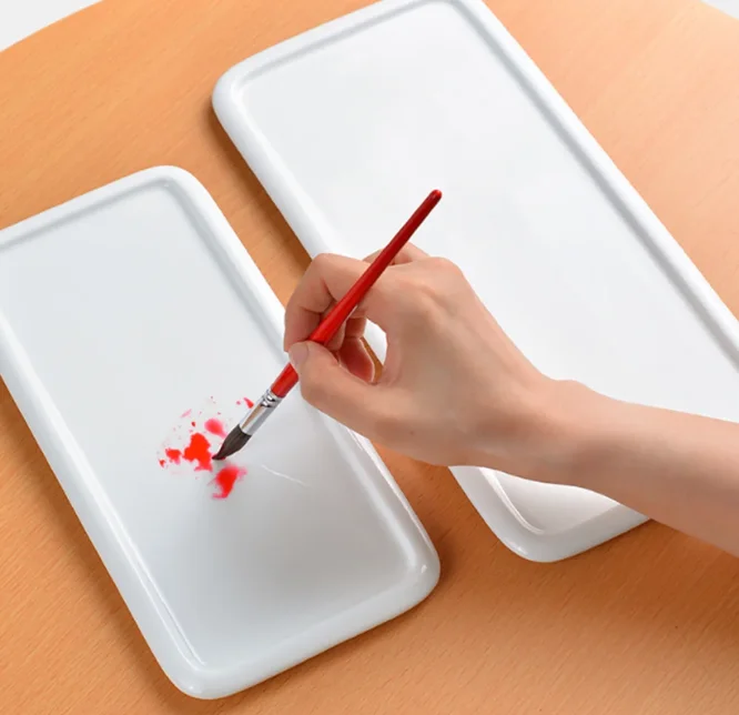 1Pc Square Ceramics Watercolor Palette water tank Office Calligraphy painting supplies Ceramic Artist Paint Palette Tray
