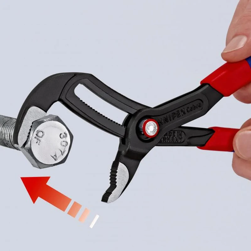 KNIPEX-87 21 250 코브라 퀵 세트 워터 펌프 플라이어, 10 인치 자동 잠금 없음, 미끄럼 방지 크롬 바나듐 전기 스틸 플라이어, 조절 가능