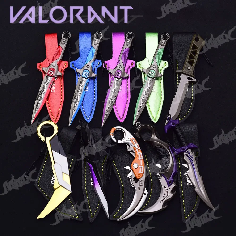 VALORANT 12cm Balisong Weapon VCT LOCK//IN Alloy Karambit Keychain Reaver Knife Model Game Prime Tactical Military Knife Toys